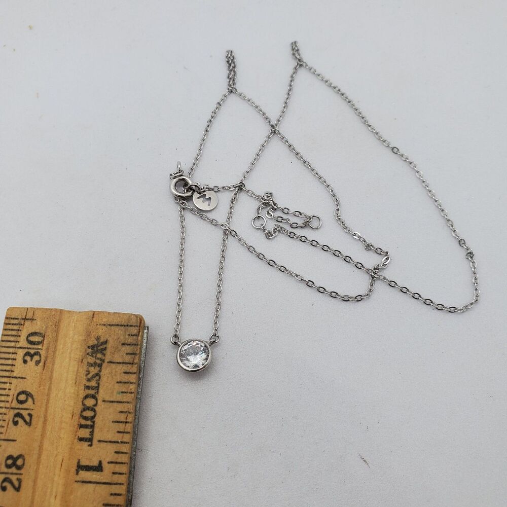 18" Adjustable Sterling Silver and CZ Necklace 925